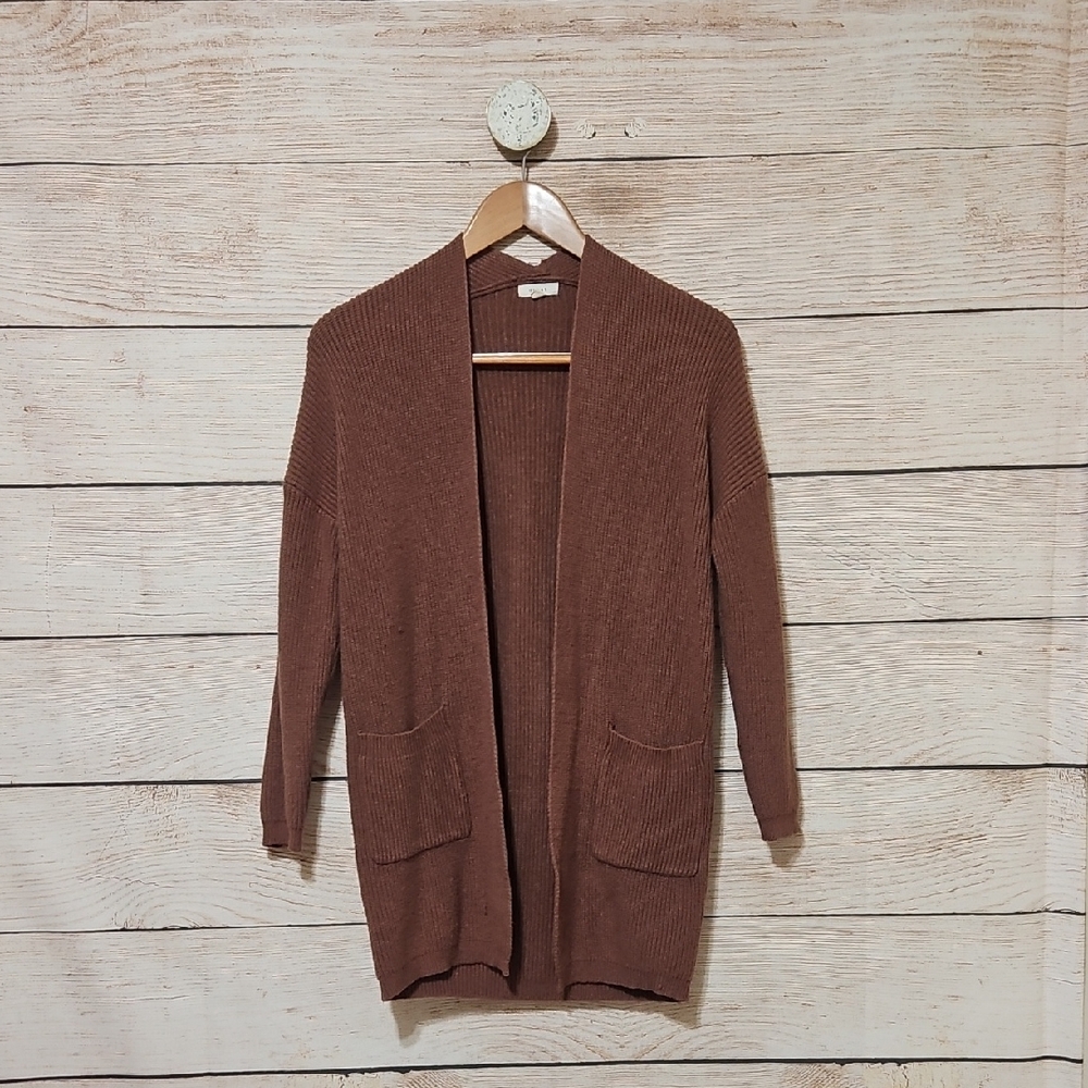 Debut Chocolate Open-Front Knit Cardigan Small